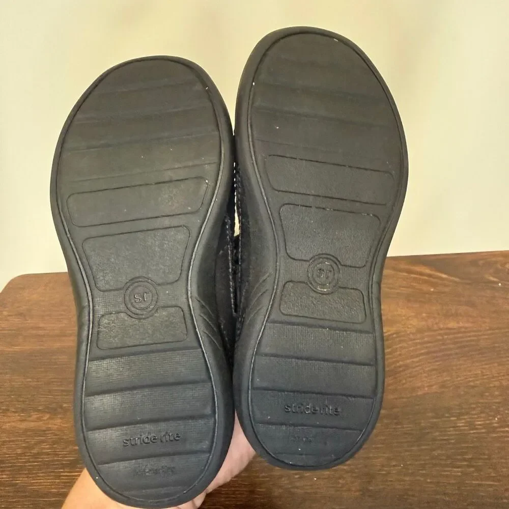 Stride Rite girls Claire black leather shoe size 10M -7”